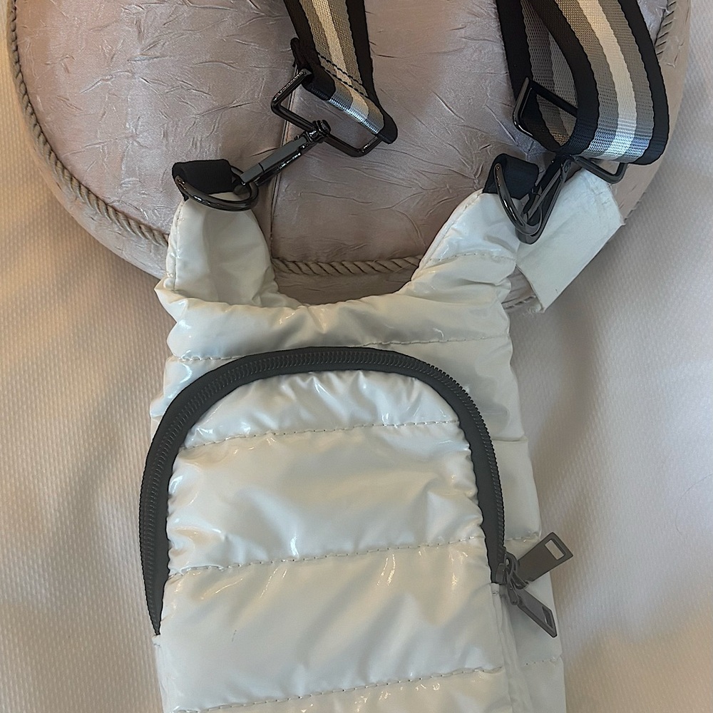 White and Black Quilted Crossbody Bag